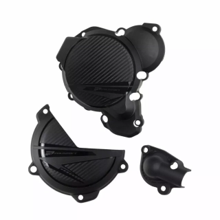 Sada kryt víčka spojky, zapalování a vodní pumpy POLISPORT COVER PROTECTOR pro HUSQVARNA TC 250 rok 2023-2024 viz popis, barva černá