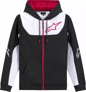 Pánská mikina na zip s kapucí ALPINESTARS HOODIE ZIP SESSIONS V3 BLK/WHT/RD