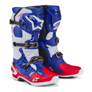 Motokrosové boty ALPINESTARS TECH 10 limitovaná edice UNION REDBUD MX červená/modrá/bílá/černá 24