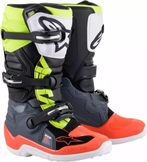 Dětské motokrosové boty / MX obuv ALPINESTARS TECH 7S barva šedá, žlutá fluo/červená fluo