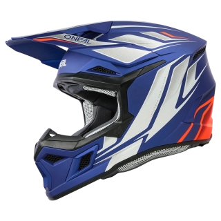 a Dětská motokrosová přilba / MX helma ONEAL 3SRS VERTICAL barva modrá/červená fluo, velikost M pro obvod hlavy 51-52 cm 