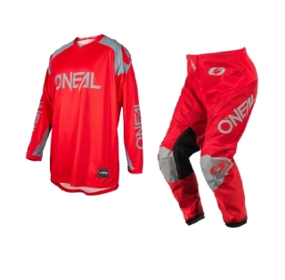 A Motokrosový - enduro komplet dresu a kalhot ONEAL MATRIX RIDEWEAR červená/šedá velikost 38+XXL