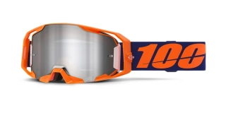 A Motokrosové / enduro brýle 100% ARMATIC NEON ORANGE zrcadlově stříbrný objektiv, 50060-00003