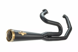 Výfukový systém motocyklu ZARD FULL KIT EXHAUST SYSTEM 2:1 pro motocykl HARLEY DAVIDSON M8 TOURINGS (STREET GLIDE / ROAD KING / ROAD GLIDE) rok 2017-2023 viz popis, limitovaná edice 120TH barva černá/mosazné zakončení 
