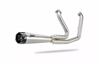 Výfukový systém motocyklu ZARD FULL KIT EXHAUST SYSTEM 2:1 pro motocykl HARLEY DAVIDSON BREAKOUT / FAT BOY rok 2017-2024 viz popis, barva saténový chrom / černá koncovka