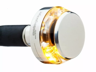 Homologovaný led motocyklový blinkr do konců řidítek MOTOGADGET TURN SIGNAL MO.BLAZE DISC - POZICE MONTÁŽE PŘEDNÍ  LEVÁ, barva lesklý chrom 