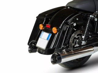 Homologované koncovky výfuku motocyklu ZARD SLIP ON MUFFLERS HOMOLOGACE E5 pro motocykl HARLEY DAVIDSON ROAD GLIDE LIMITED rok 2021-2023 viz popis, barva lesklý chrom /černé zakončení 