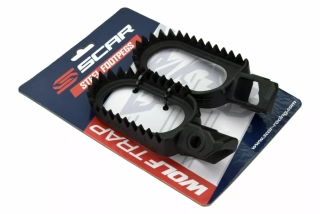 Ocelové stupačky motocyklu SCAR FOOTPEG STEEL HUSQVARNA rok 2023-2025 viz popis, barva černá, pár 