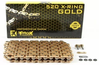 Motocyklový řetěz PROX DRIVE CHAIN 520X RING MX počet článků 120, barva zlatá