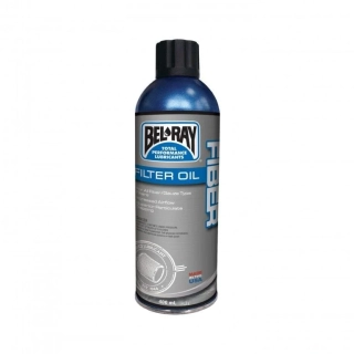a Olej ve spreji na mazání vzduchových filtrů BEL-RAY FIBER FILTER OIL balení 400 ml