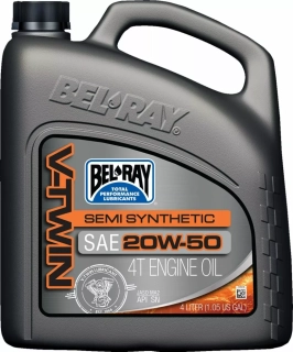 Olej BEL-RAY V-TWIN SEMI SYNTHETIC 4T / 4-STROKE ENGINE OIL balení 4 litry 