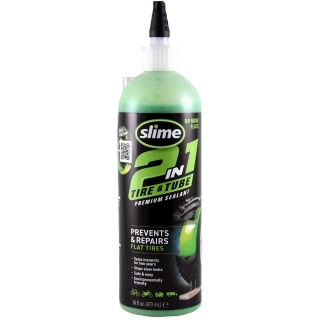 Utěsňovací přípravek pro pneu s duší / pro pneu bez duše SLIME 2V1 / 2in1 TIRE A TUBE SEALANT obsah 473 ml