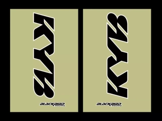 a Sada polepů na tlumiče motocyklu BLACKBIRD RACING DECAL UPPER FORK KYB černá  - sada 2 kusů 