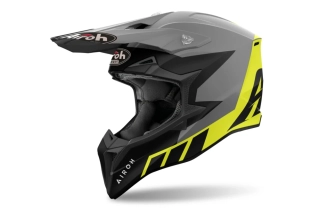 a Motokrosová přilba AIROH WRAAAP RELOADED  barva černá/žlutá fluo/šedá matná, velikost XXS pro obvod hlavy 51-52 cm