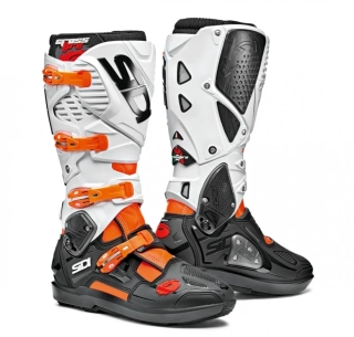 a Motokrosové boty SIDI CROSSFIRE 3 SRS  barva černá/bílá/fluo oranžová velikost 43 , pár