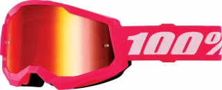 Dětské motokrosové brýle 100% STRATA 2 PINK/RŮŽOVÉ s červeným zrcadlovým objektivem