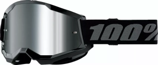 Dětské motokrosové brýle 100% STRATA 2 ČERNÉ se stříbrným zrcadlovým objektivem