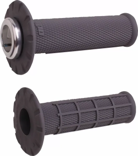 Gripy pro elektronické/koloběžkové/motocyklové plynové systémy ODI GRIP UNIVERSAL LOCK-ON SET, HALF-WAFFLE MX barva tmavě šedá