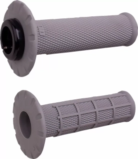 Gripy pro elektronické/koloběžkové/motocyklové plynové systémy ODI GRIP UNIVERSAL LOCK-ON SET, HALF-WAFFLE MX světle šedá