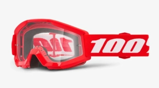 A Dětské motokrosové brýle 100% STRATA MINI RED čiré sklo, VERZE MINI - PRO DĚTI DO 6-TI LET 
