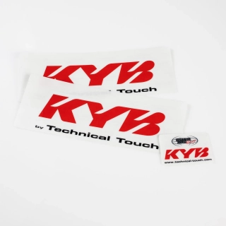 Sada polepů na tlumiče motocyklu KYB FORK STICKER SET RED sada 2 kusů/pár 