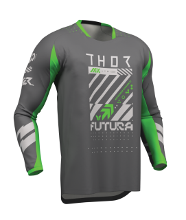 Motokrosový / enduro dres THOR LAUNCHMODE FUTURA barva šedá/zelená