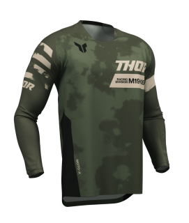 Motokrosový / enduro dres THOR LAUNCHMODE BLEACH barva černá/camo zelená 