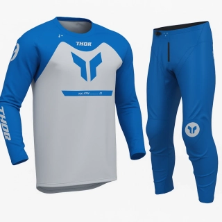 A Motokrosové - enduro kalhoty a dres / motokrosový - enduro komplet  THOR RIDEMODE MENACE barva modrá/šedá velikost 32+M