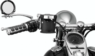 Držák na pití pro upevnění na motocykl KURYAKYN BEVERAGE CARRIER PERCH MOUNTS pro HARLEY DAVIDSON ROK 1982-2021 barva chromová