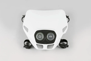 Univerzální přední maska se světlem UFO FIRE-FLY TWINS HEADLIGHT (12V/35W) barva bílá