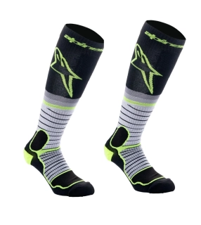 a Dlouhé ponožky/podkolenky ALPINESTARS MX PRO barva šedá/černá/flou žlutá, velikost M pro nohu o velikosti 41-43,5