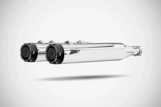 Homologované koncovky výfuku motocyklu ZARD SLIP ON MUFFLERS HOMOLOGACE E3 pro motocykl HARLEY DAVIDSON ELECTRA GLIDE rok 2006-2016 viz popis, barva chromová/černé zakončení 
