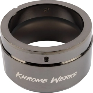 Zakončení koncovky výfuku KHROME WERKS pro výfuky s vnějším průměrem 11,5 cm (4,5") KLASSIC END CAP TIP pozice umístění levá strana, barva černá, stříbrná