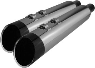 Koncovky výfuku KHROME WERKS 4,5" HP PLUS SLIP-ON MUFFLERS pro HARLEY DAVIDSON FLHT/ FLHTK/ FLHX/ FLHR/ FLTRX/ FLTRU/ FLTRK rok 2017-2024 viz popis, barva chromová/černé edge billet zakončení