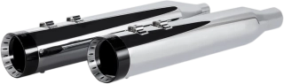 Koncovky výfuku KHROME WERKS 4,5" HP PLUS SLIP-ON MUFFLERS pro HARLEY DAVIDSON FLHT/ FLHTK/ FLHX/ FLHR/ FLTRX/ FLTRU/ FLTRK rok 2017-2024 viz popis, barva chromová/černé turbine tip zakončení