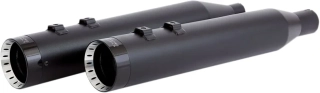 Koncovky výfuku KHROME WERKS 4,5" HP PLUS SLIP-ON MUFFLERS pro HARLEY DAVIDSON FLRT/ FLHTCUTG rok 2017-2024 viz popis, barva černá/černé turbine tip billet zakončení