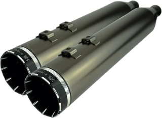 Koncovky výfuku KHROME WERKS 4,5" HP PLUS SLIP-ON MUFFLERS pro HARLEY DAVIDSON FLRT/ FLHTCUTG rok 2017-2024 viz popis, barva kouřový satin chrom/černé tracer tip billet zakončení