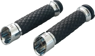 Motocyklové gripy / rukojeti na řidítka motorky KHROME WERKS GRIPS DIAMOND EDGE CHROME 500315