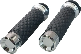 Motocyklové gripy / rukojeti na řidítka motorky KHROME WERKS GRIPS DIAMOND KLASSIC CHROME 500305