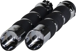 Motocyklové gripy / rukojeti na řidítka motorky KHROME WERKS pro HARLEY DAVIDSON TWIN CAM 1999-2017 / XL 1986-2022 GRIPS AIR CUSHION EDGE CHROME 500270