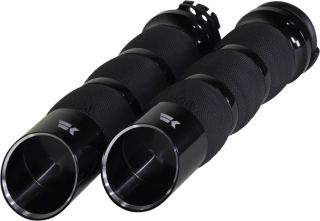 Motocyklové gripy / rukojeti na řidítka motorky KHROME WERKS pro HARLEY DAVIDSON TWIN CAM 1999-2017 / XL 1986-2022 GRIPS AIR CUSHION EDGE ČERNÉ 500250