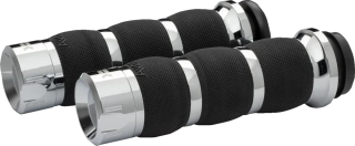 Motocyklové gripy / rukojeti na řidítka motorky KHROME WERKS pro HARLEY DAVIDSON TWIN CAM 1999-2017 / XL 1986-2022 GRIPS AIR CUSHION KLASSIC CHROME 500295