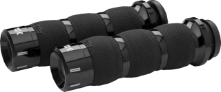 Motocyklové gripy / rukojeti na řidítka motorky KHROME WERKS pro HARLEY DAVIDSON TWIN CAM 1999-2017 / XL 1986-2022 GRIPS AIR CUSHION KLASSIC ČERNÉ 500290