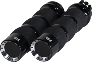 Motocyklové gripy / rukojeti na řidítka motorky KHROME WERKS pro HARLEY DAVIDSON TWIN CAM 1999-2017 / XL 1986-2022 GRIPS AIR CUSHION TURBINE ČERNÉ 500230