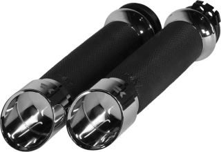 Motocyklové gripy / rukojeti na řidítka motorky KHROME WERKS pro HARLEY DAVIDSON TWIN CAM 1999-2017 / XL 1986-2022 GRIPS CONTOUR EDGE CHROME 500260