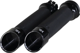 Motocyklové gripy / rukojeti na řidítka motorky KHROME WERKS pro HARLEY DAVIDSON TWIN CAM 1999-2017 / XL 1986-2022 GRIPS CONTOUR EDGE ČERNÉ 500240