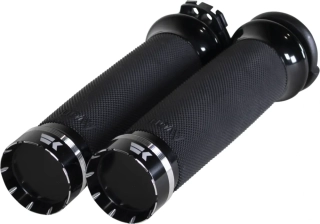 Motocyklové gripy / rukojeti na řidítka motorky KHROME WERKS pro HARLEY DAVIDSON TWIN CAM 1999-2017 / XL 1986-2022 GRIPS CONTOUR TRACER ČERNÉ 500200