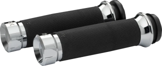 Motocyklové gripy / rukojeti na řidítka motorky KHROME WERKS pro HARLEY DAVIDSON TWIN CAM 1999-2017 / XL 1986-2022 GRIPS KLASSIC CHROME 500285