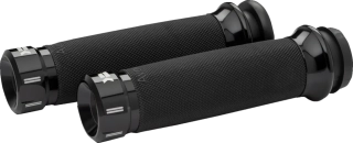 Motocyklové gripy / rukojeti na řidítka motorky KHROME WERKS pro HARLEY DAVIDSON TWIN CAM 1999-2017 / XL 1986-2022 GRIPS KLASSIC ČERNÉ 500280