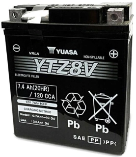 Motocyklová baterie / motobaterie YUASA MF AGM YTZ8V, 7,4Ah, 120A, 12V rozměr 113x70x130 mm